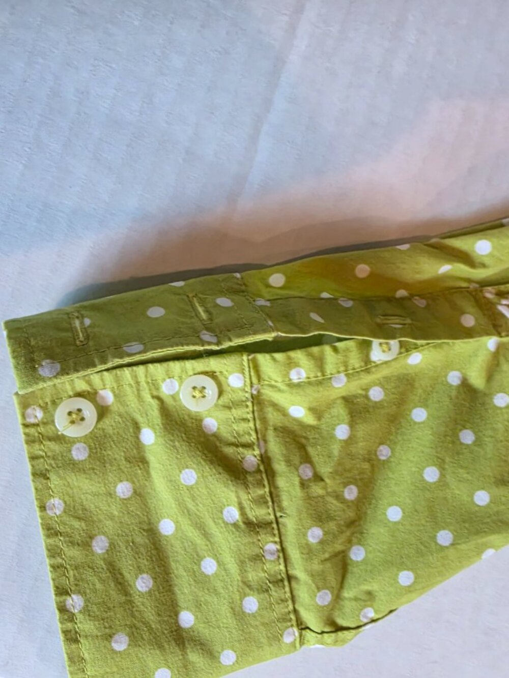 Boden Lime Green & White Polka-dot Button Front Long Sleeve Blouse Size 18 - Picture 3 of 11